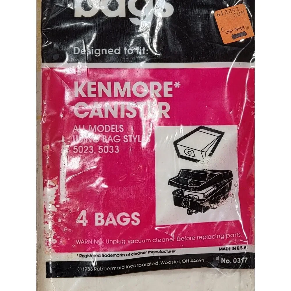 4 Type E Vacuum Cleaner Bags For Kenmore 5023 5033 Canister Vacuum By Rubbermaid